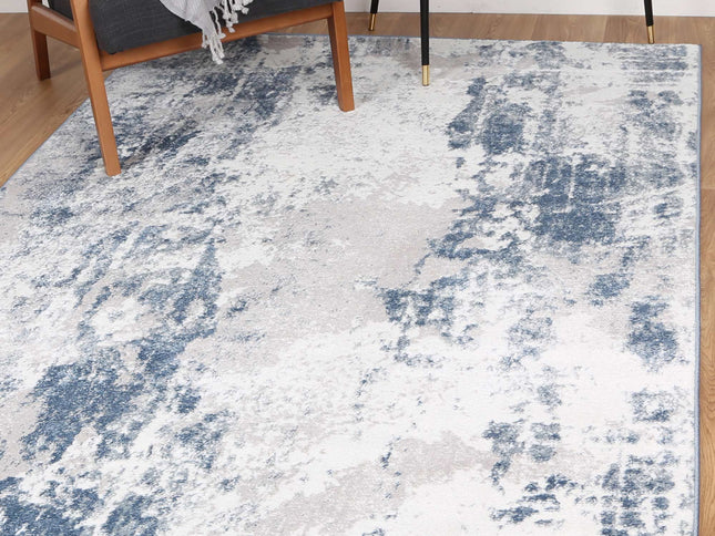 Bergen Abstract Blue and White Rug