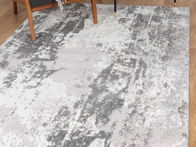 Bergen Abstract Light Grey and White Rug
