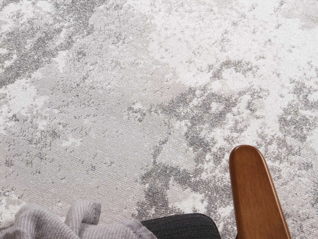 Bergen Abstract Light Grey and White Rug