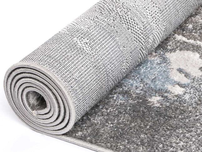 Bergen Abstract Grey and Blue Rug