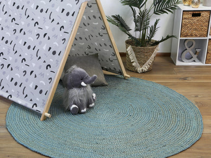 Organica Tundra Blue Jute Round Rug