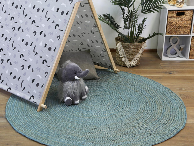 Organica Tundra Blue Jute Round Rug