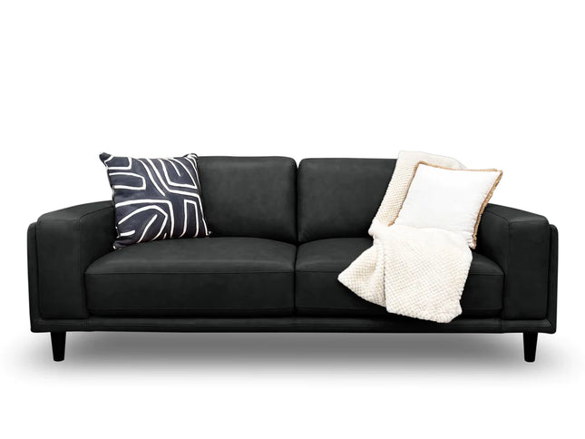 Brady 3 Seater - Charcoal (Leather)