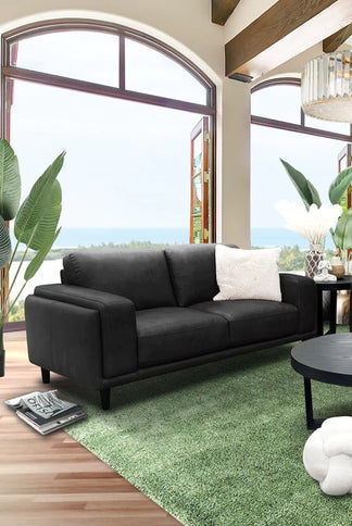 Brady 2 Seater - Charcoal (Leather)