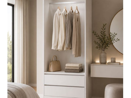 Botany Hanging Wardrobe with Drawers 800 - White