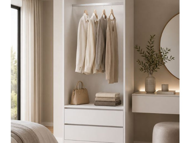 Botany Hanging Wardrobe with Drawers 800 - White
