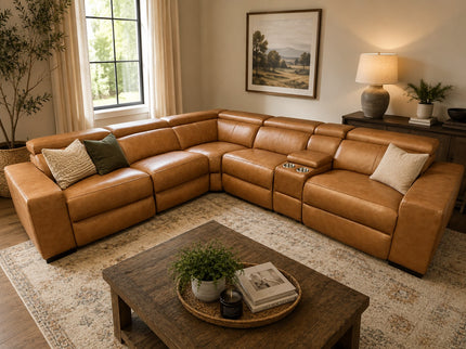 Braxton Corner Er Lounge - Chestnut (Leather)