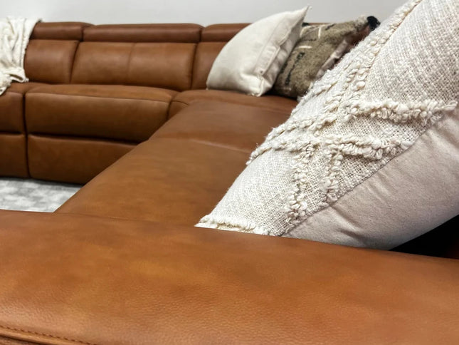 Braxton Leather Corner Er Lounge - Chestnut