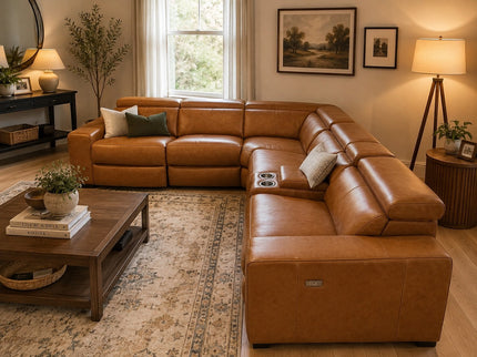 Braxton Corner Er Lounge - Chestnut (Leather)