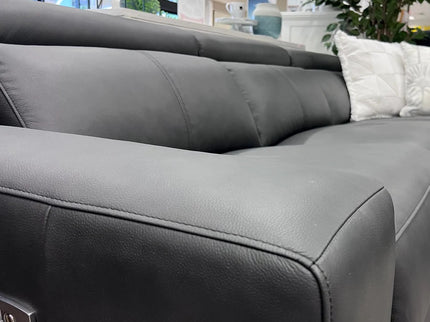 Braxton Leather Corner Er Lounge - Charcoal