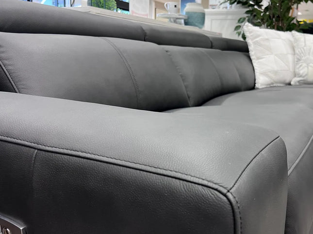 Braxton Leather Corner Er Lounge - Charcoal