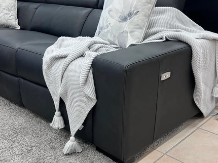 Braxton Leather Corner Er Lounge - Charcoal