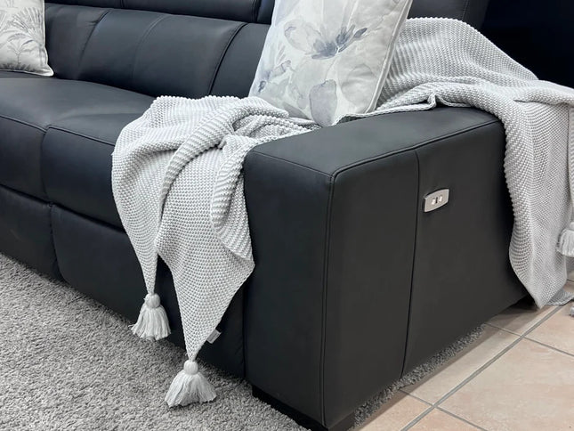 Braxton Leather Corner Er Lounge - Charcoal