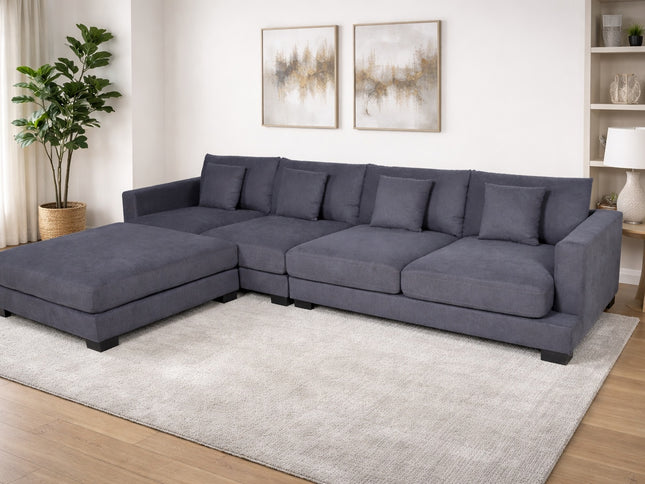 Brisbane 4 Seater With Ottoman - Licorice
