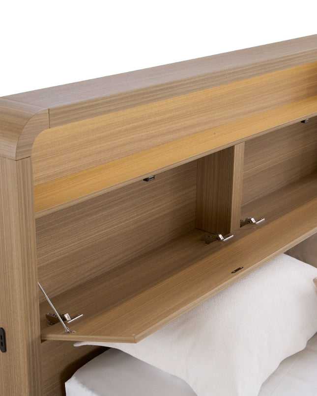 Camden Queen Bed With Gas Lift Storage  - Prime Oak