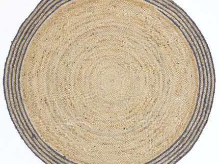 Capri Grey Natural Round Boarder Rug