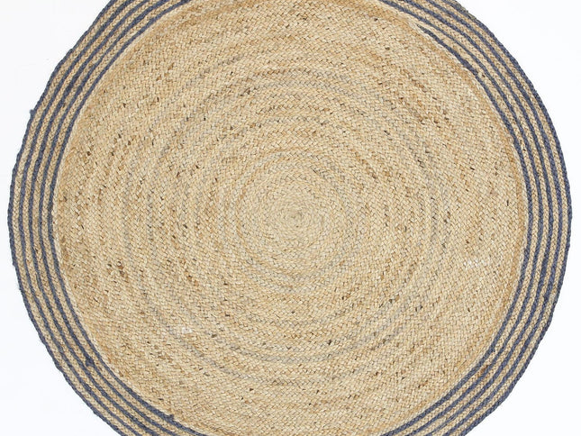 Capri Grey Natural Round Boarder Rug