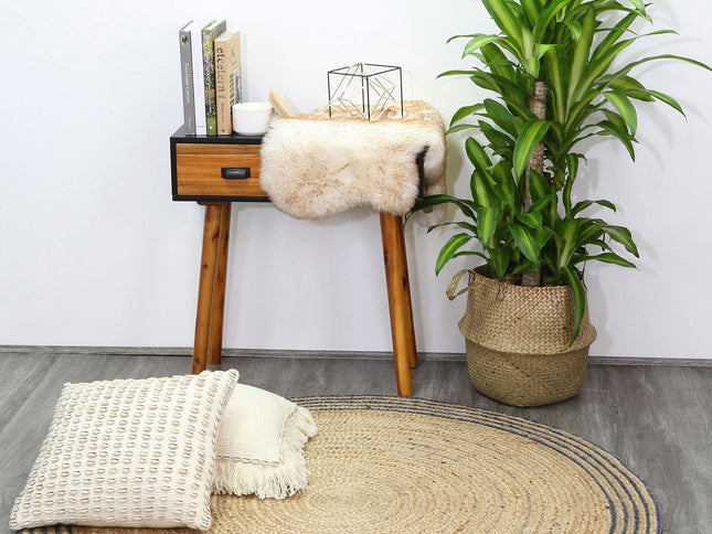 Capri Grey Natural Round Boarder Rug