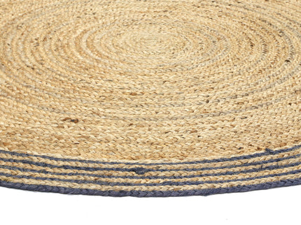 Capri Grey Natural Round Boarder Rug