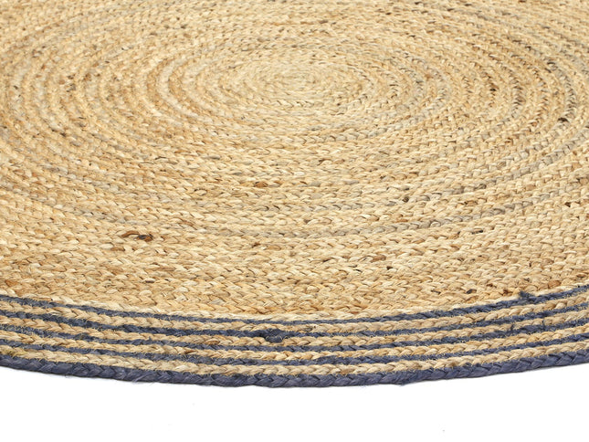 Capri Grey Natural Round Boarder Rug