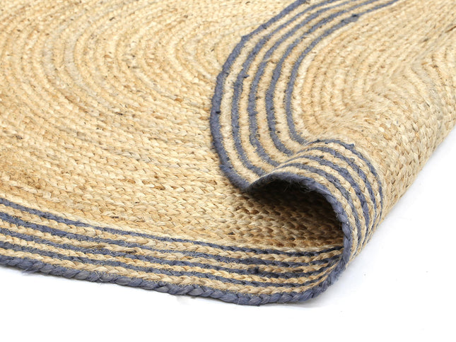 Capri Grey Natural Round Boarder Rug