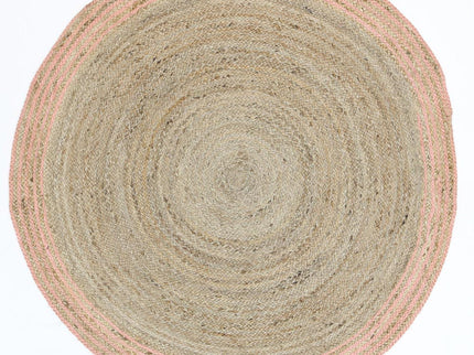 Capri Pink Natural Round Boarder Rug