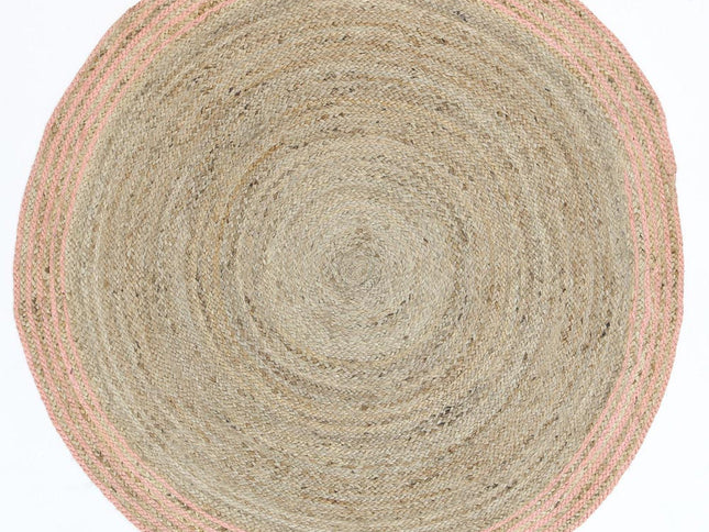 Capri Pink Natural Round Boarder Rug