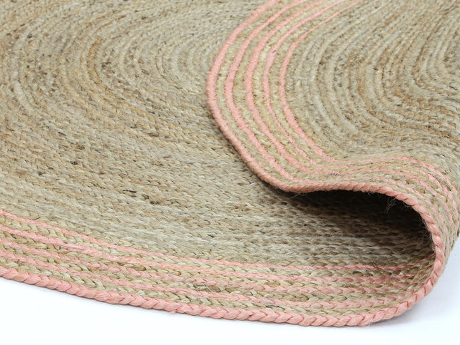 Capri Pink Natural Round Boarder Rug