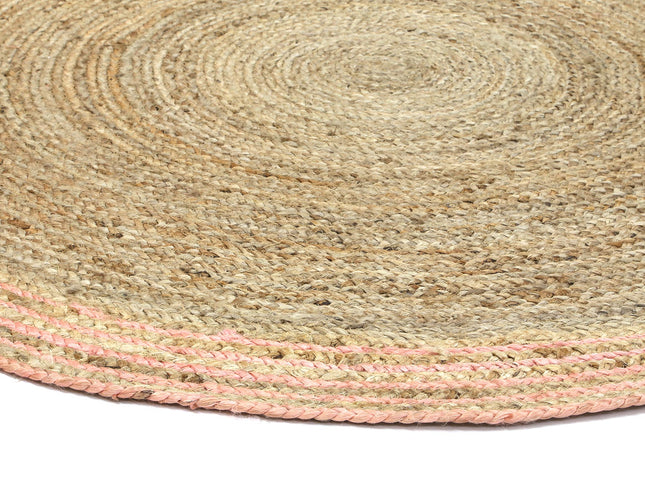 Capri Pink Natural Round Boarder Rug