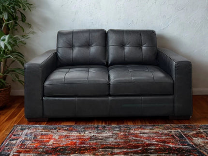 Carly 2 Seater - Charcoal (Leather)