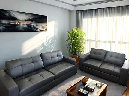 Carly 2 Seater - Charcoal (Leather)