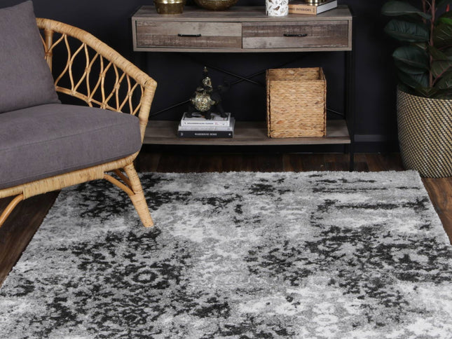 Century Nero Grey Plush Rug
