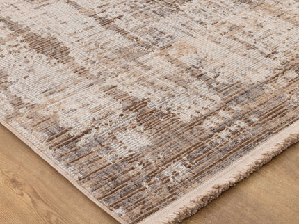 Cherie Distressed Look Watercolour Beige Grey Rug - CH08
