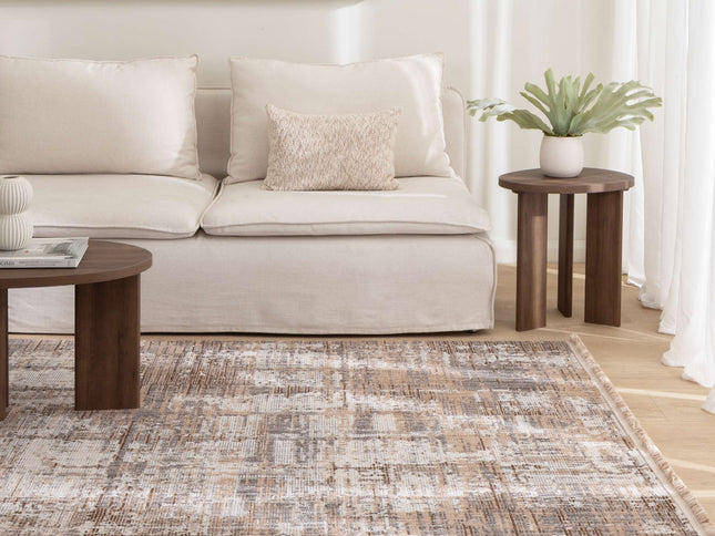 Cherie Distressed Look Watercolour Beige Grey Rug - CH08