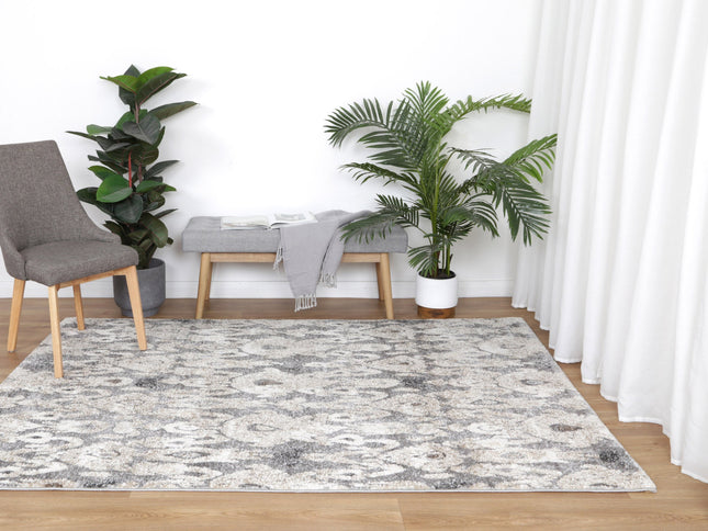 Chelsea Damask Grey Plush Rug