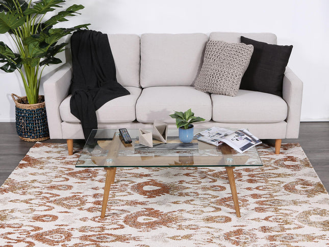 Chelsea Cream and Beige Geometric Ikat Rug