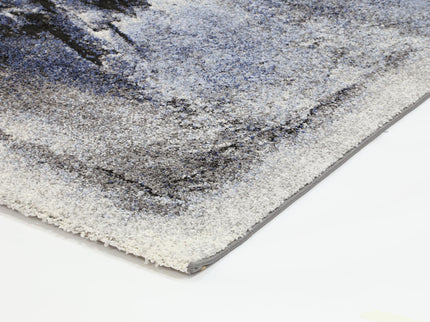 Chelsea Blue and Grey Abstract Bordered Modern Rug