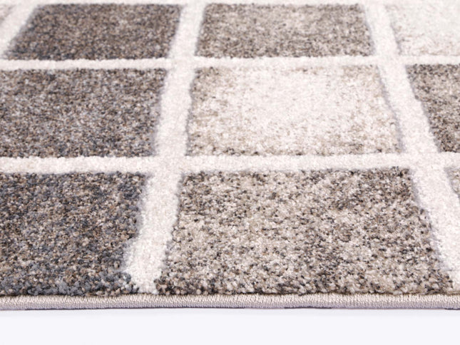Chelsea Patchwork Grey and Beige Plush Rug
