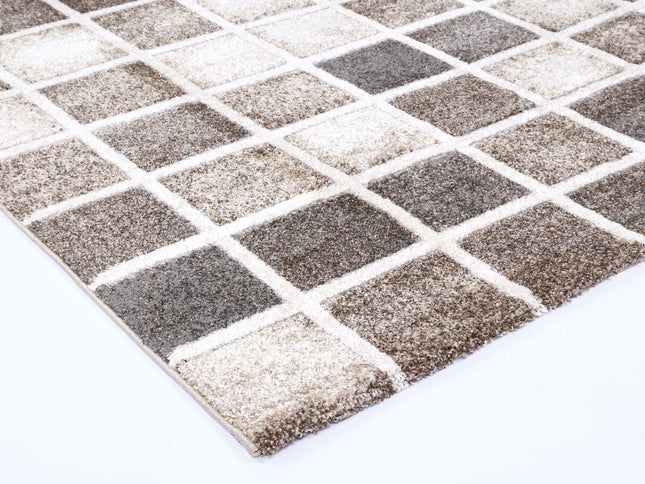 Chelsea Patchwork Grey and Beige Plush Rug