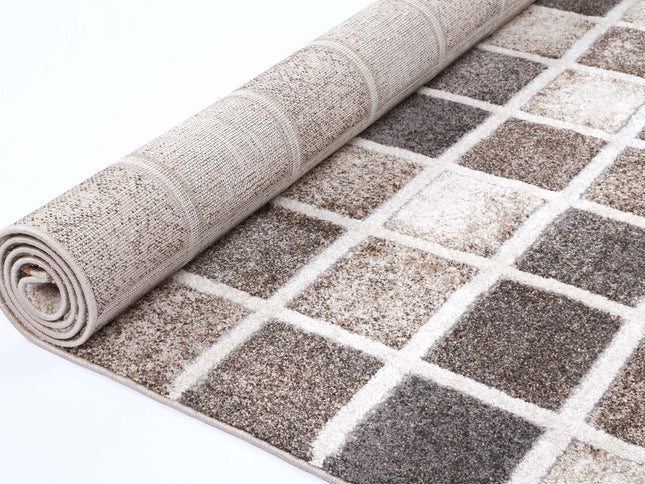 Chelsea Patchwork Grey and Beige Plush Rug