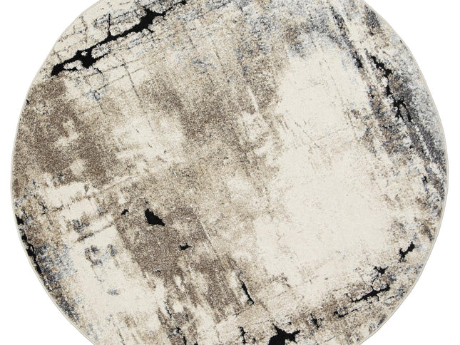 Chelsea Sandstone Grey and Beige Plush Round Rug