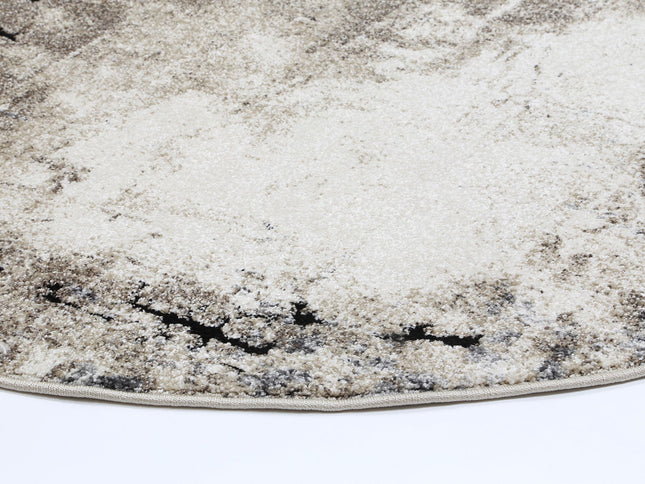 Chelsea Sandstone Grey and Beige Plush Round Rug