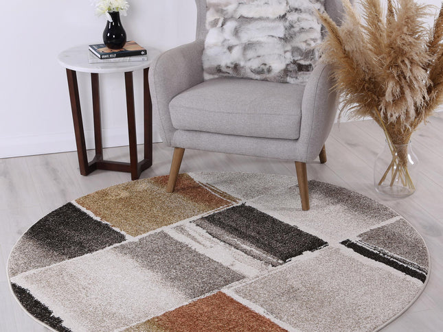 Chelsea Abstract Grey Plush Round Rug