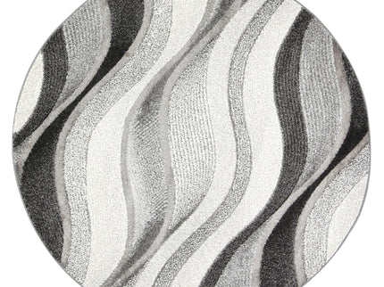 Chelsea Waves Grey Plush Round Rug