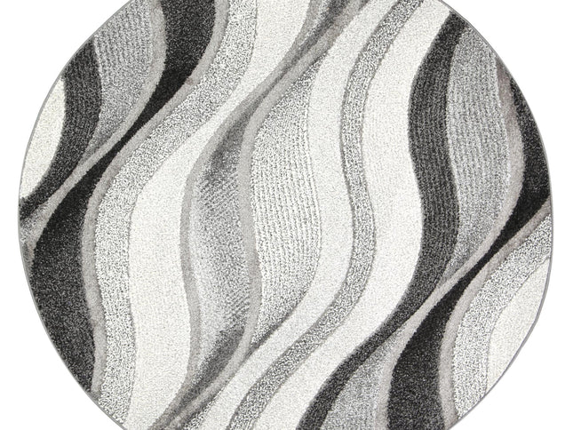 Chelsea Waves Grey Plush Round Rug