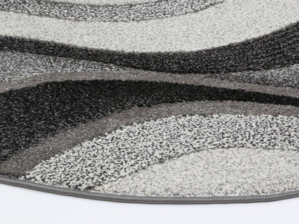 Chelsea Waves Grey Plush Round Rug
