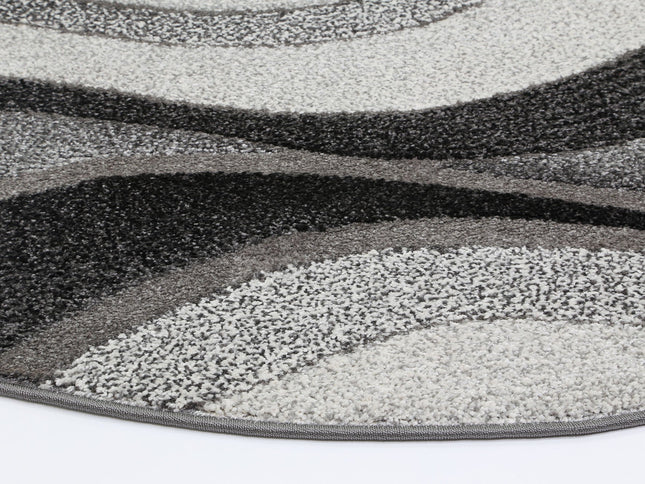 Chelsea Waves Grey Plush Round Rug