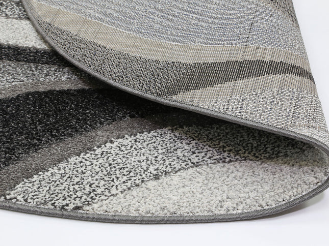 Chelsea Waves Grey Plush Round Rug