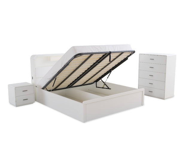 Costa 4Pce Queen Bedroom Suite - White Asg Grain