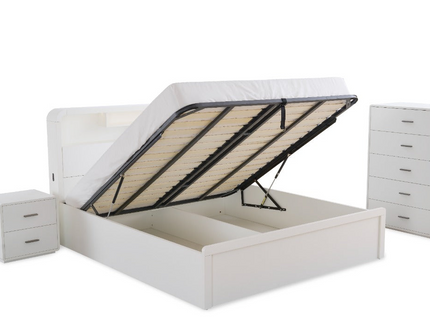 Costa King Bed - White Asg Grain